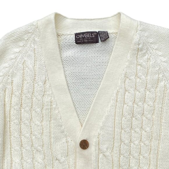 Vintage Cable Knit Fisherman Cardigan Academia Kurt Cobain Old Money Grandpa-XL - Picture 2 of 15